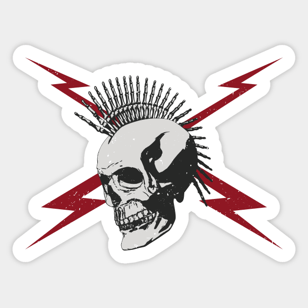 Punk Rock Skeleton with Lightning Bolts Sticker by SLAG_Creative